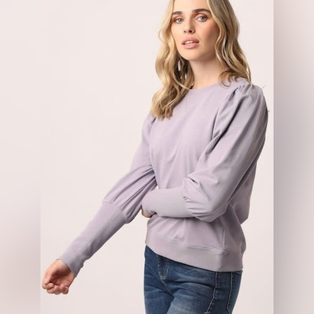 Another Love Tara Puff Sleeve Lavender Top Sz Small NWOT (#604)